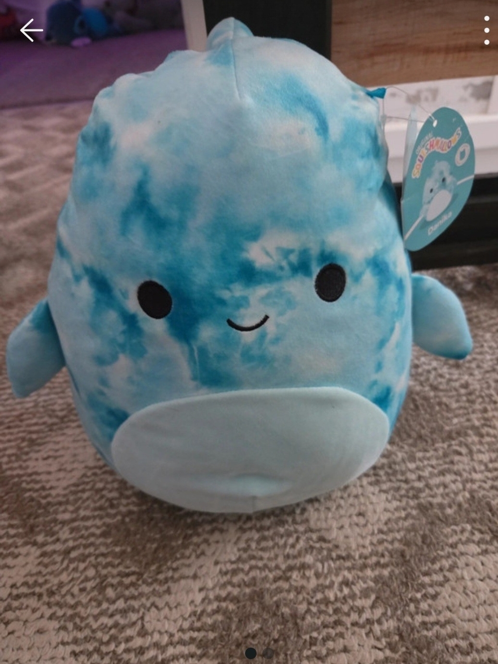 Squishmallows Blue and White Tie-Dye Plush Fish